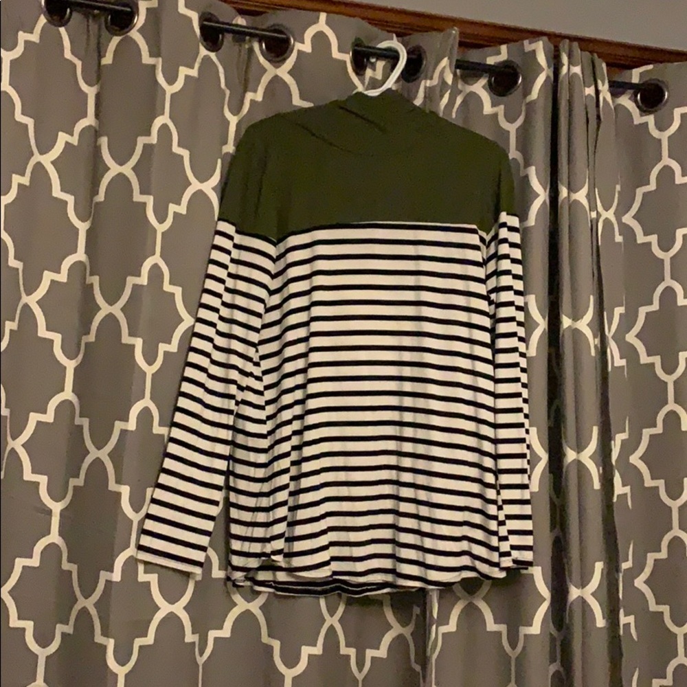 Striped long sleeve top with hood